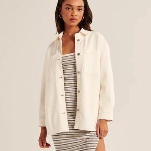 Abercrombie & Fitch White Denim Shacket